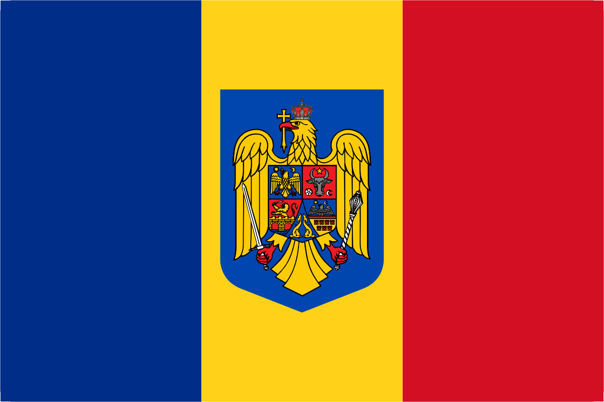 Steag România cu Stemă Interior Satinat Protocol
