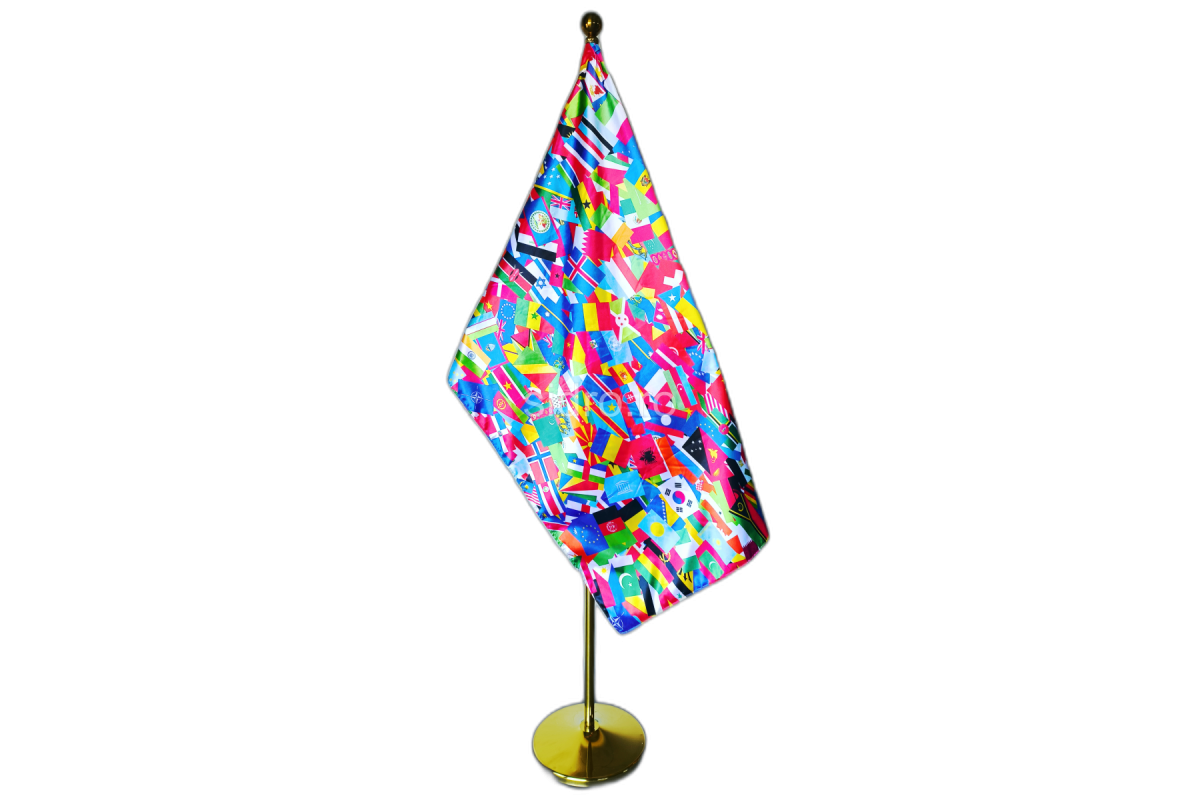Pachet Drapel interior PROTOCOL + Suport podea cu Lance telescopica intre 170cm si 300cm INTERIOR PREMIUM
