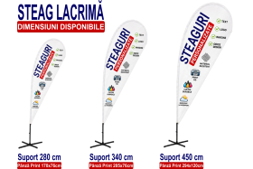 Steag event lacrimă personalizat cu suport și pânză imprimată