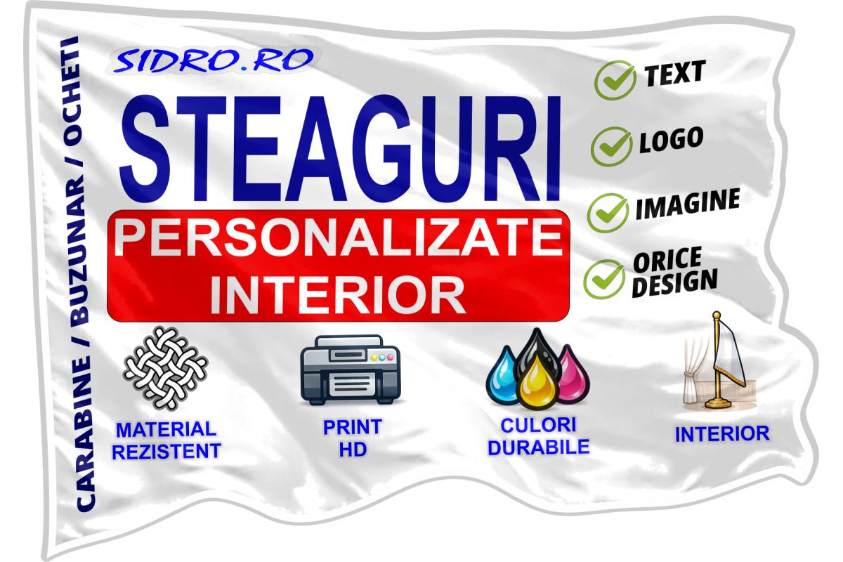 Steag personalizat sidro.ro saten