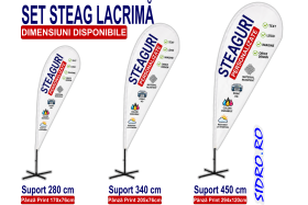 SET Steag publicitar personalizat tip lacrimă – set complet Beach Flag 2,8 / 3,4 / 4,5 m